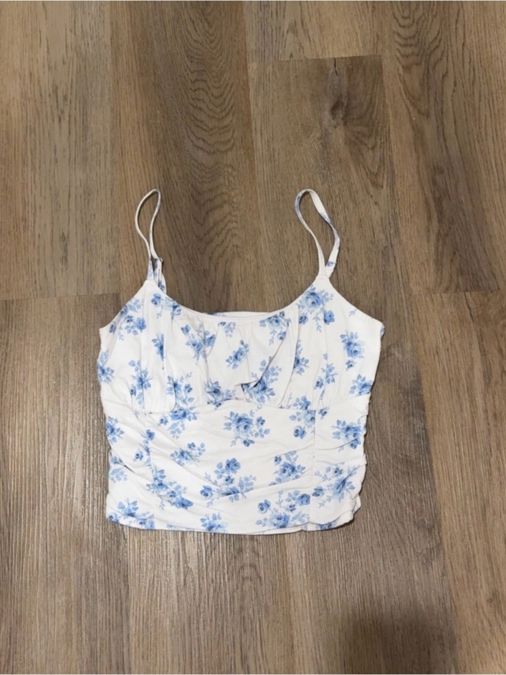 Hollister Blue Floral Spaghetti Strap Crop Top